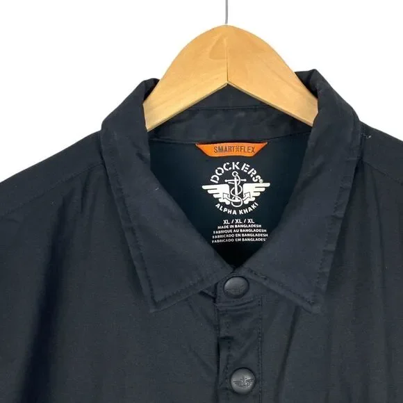 DOCKERS MEN'S Alpha Khaki Smart Flex Black Button Up Long Sleeve Jacket US XL - Picture 4 of 8